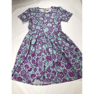 Lularoe Amelia Pocket Dress Floral Bright Purple Blue Twisted Fit Flare Size XL